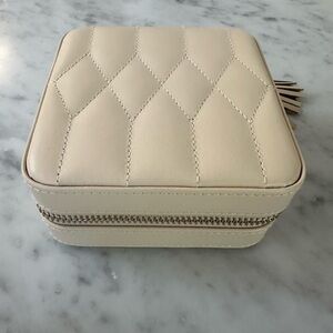WOLF Cream Quilted Cosmetic Case NWOT